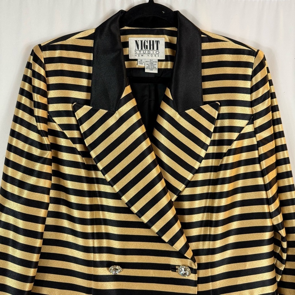 Vintage set Night studio New York size:12 color: gold, black striped print - Picture 3 of 17